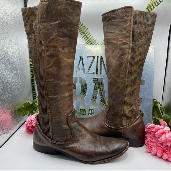 Frye 8 1/2 Melissa‎ Scrunch Brown Riding Boots 77103 - Picture 2 of 15